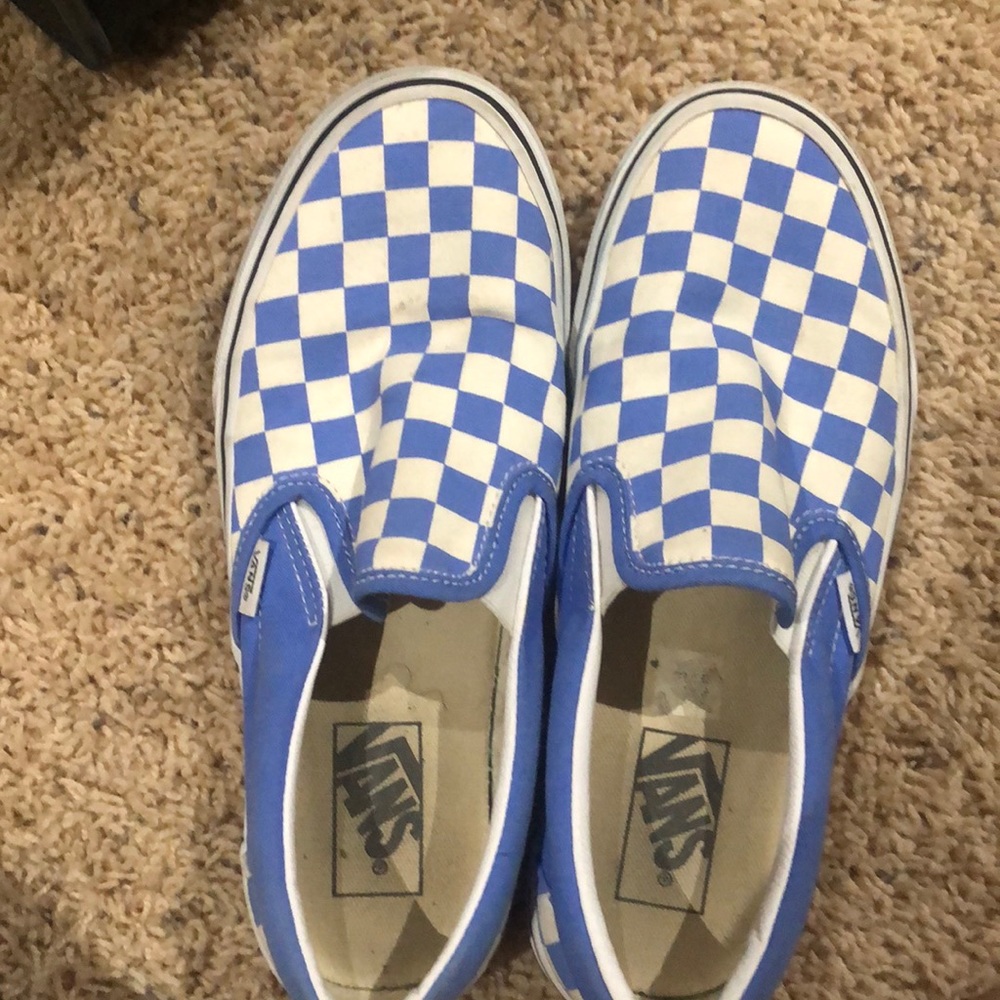Blue Checkered Slip On Vans